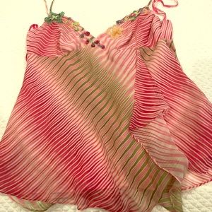 BCBG flowy chiffon top with sequins